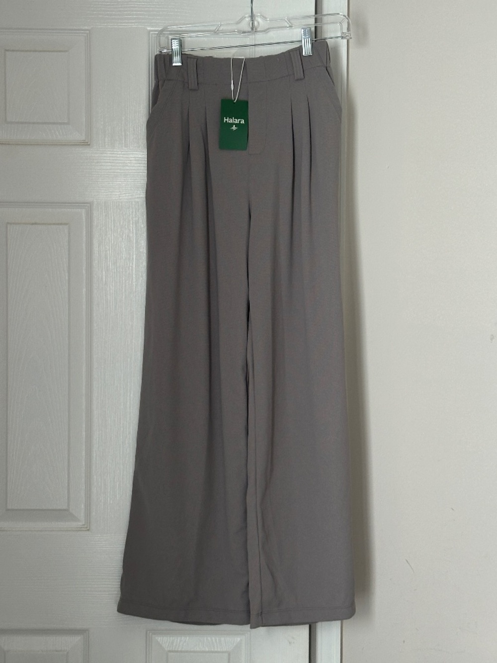 Halara High Waisted Wide Leg Waffle Work Pants Size Extra Small Grey Gray New